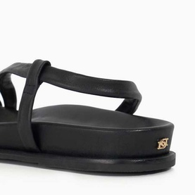 Lyn Leather Gold Toe Trim Sandals