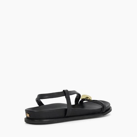 Lyn Leather Gold Toe Trim Sandals