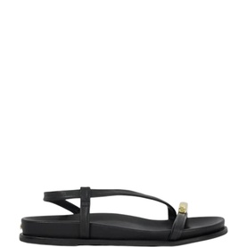 Lyn Leather Gold Toe Trim Sandals