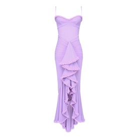 Gabbi Mesh Ruffled Front Gown