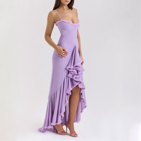 Gabbi Mesh Ruffled Front Gown