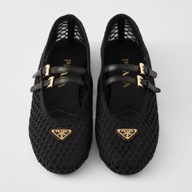 Triangular Logo Mesh Ballet Flats