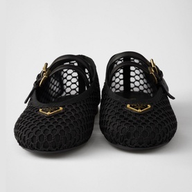 Triangular Logo Mesh Ballet Flats