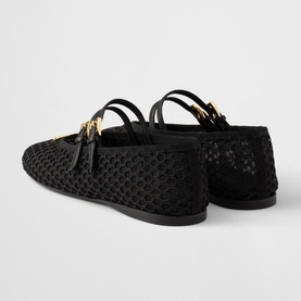 Triangular Logo Mesh Ballet Flats