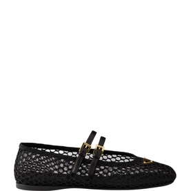 Triangular Logo Mesh Ballet Flats