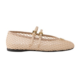 Triangular Logo Mesh Ballet Flats