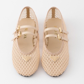 Triangular Logo Mesh Ballet Flats