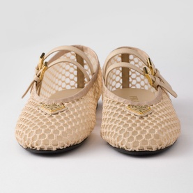 Triangular Logo Mesh Ballet Flats