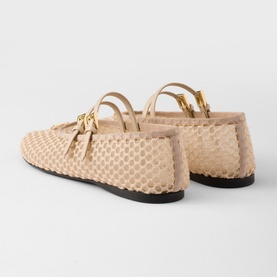 Triangular Logo Mesh Ballet Flats