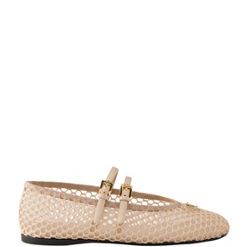 Triangular Logo Mesh Ballet Flats