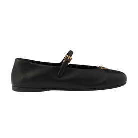 Triangular Logo Nappa Leather Ballet Flats
