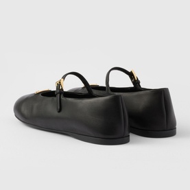 Triangular Logo Nappa Leather Ballet Flats