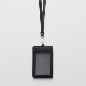 Logo Saffiano Leather Badge Holder