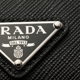Logo Saffiano Leather Badge Holder