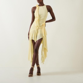 Ivana Rosette Draped Mini Dress