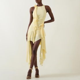 Ivana Rosette Draped Mini Dress