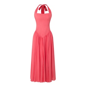 Marabella Tie-Neck Pleated Flared Dress