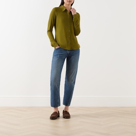 Solid Long-Sleeved Polo Shirt