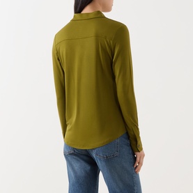 Solid Long-Sleeved Polo Shirt