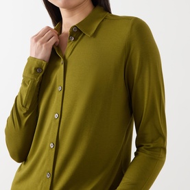 Solid Long-Sleeved Polo Shirt