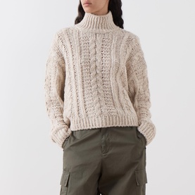 Cable-Knit Turtleneck Sweater