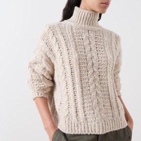 Cable-Knit Turtleneck Sweater