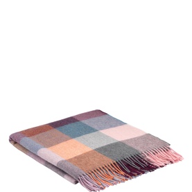 Alpaca and Lambswool Rose Dust Check Throw
