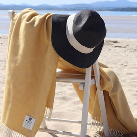Lambswool Lemon Herringbone Throw