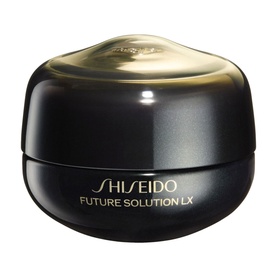 Shiseido Future Solution LX Eye and Lip Contour Regenerating Cream in a black and gold lidded pot