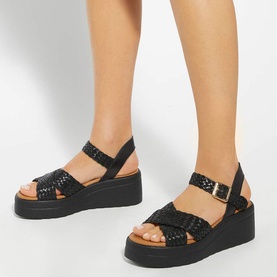 Kinleys Braided Leather Flatform Sandals