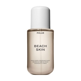 PHLUR Beach Skin Hair and Body Mist 240ml in a warm amber glass bottle with white cap