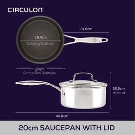 Scratch Defense Stainless Steel Saucepan with Lid 20cm