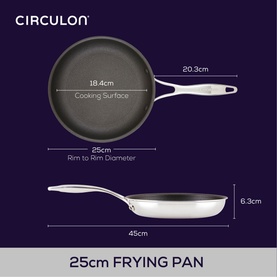 Scratch Defense Stainless Steel Frying Pan 25cm
