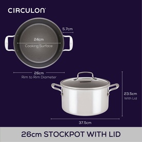 Scratch Defense Stainless Steel Stock Pot with Lid 26cm
