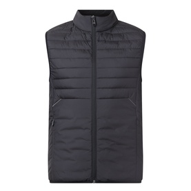 Boss Green Label Water Repellent Gilet in black, sleeveless padded design with stand-up collar, full zip-through fastening and side zip pockets