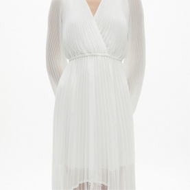 Pleated Wrap Front Dress