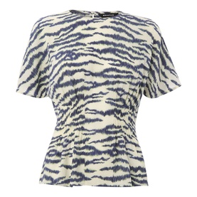 Feathered Tiger Shirred Blouse