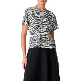Feathered Tiger Shirred Blouse