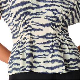 Feathered Tiger Shirred Blouse