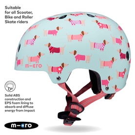 Micro Scooter Dog Printed Medium Bike Helmet