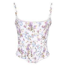 Cadie Floral Ribbon Corset Top