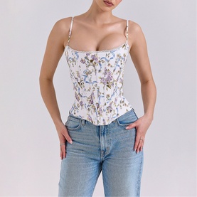 Cadie Floral Ribbon Corset Top