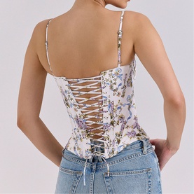 Cadie Floral Ribbon Corset Top