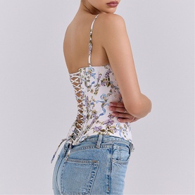 Cadie Floral Ribbon Corset Top