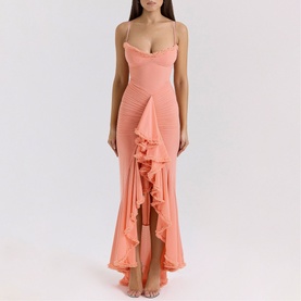 Gabbi Mesh Ruffled Gown