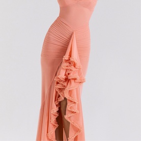 Gabbi Mesh Ruffled Gown