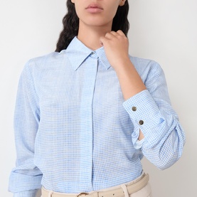 Nola Silk Check Print Blouse