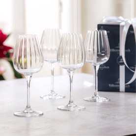 Rose Garden White Wine Goblet, Set of Four