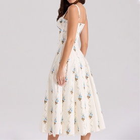 Rosalee Striped Floral Corset Dress