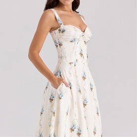 Rosalee Striped Floral Corset Dress